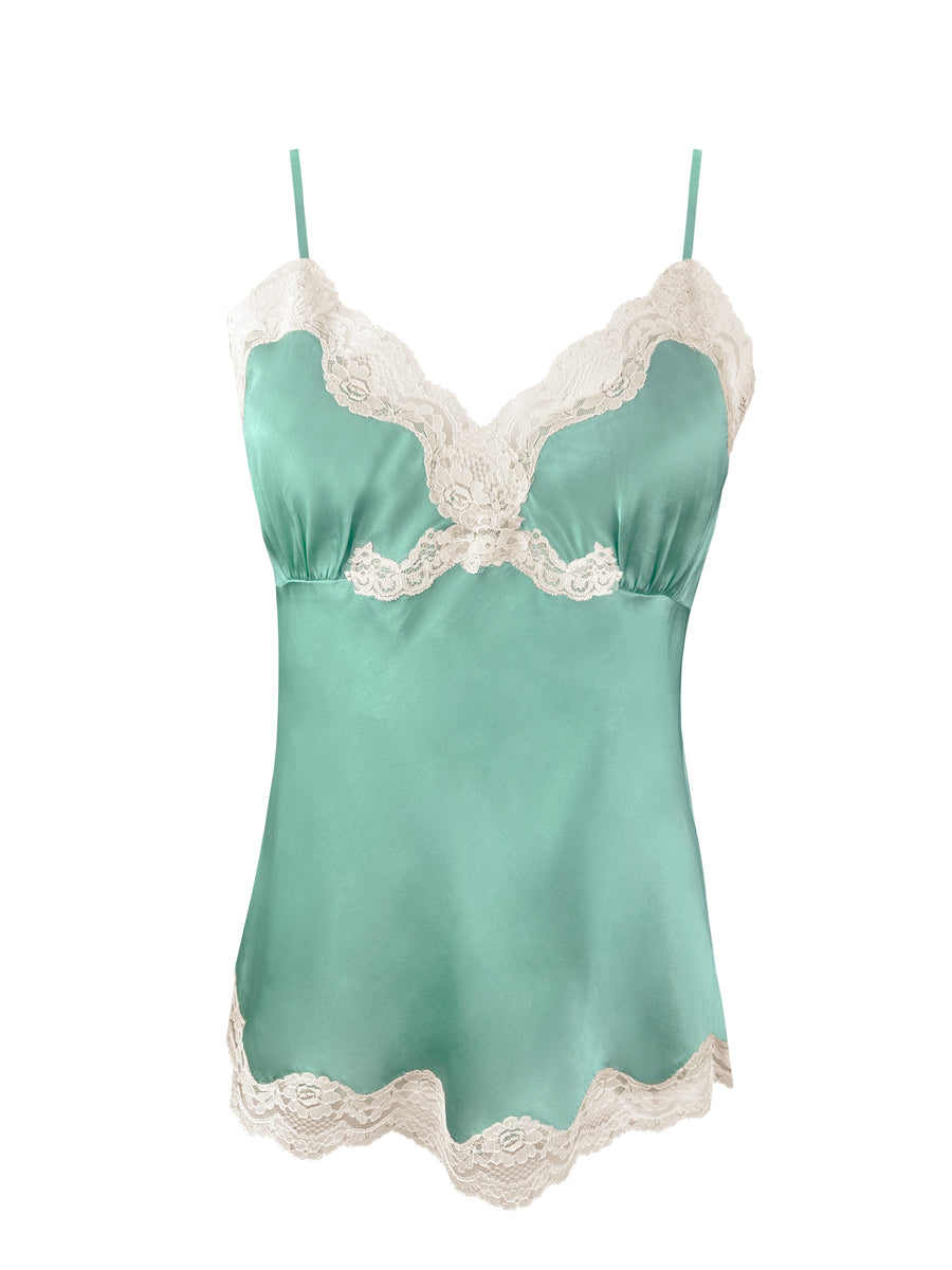 Satin Lace Camisole ミント Pearl Lace Two Tone Cami - Lagoon – Gold Hawk Clothing