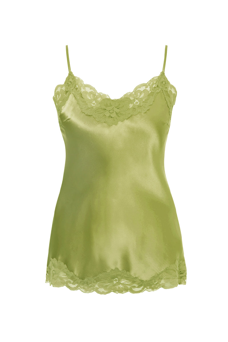 Maria Silk Embroidered Garden Cami-Turquoise