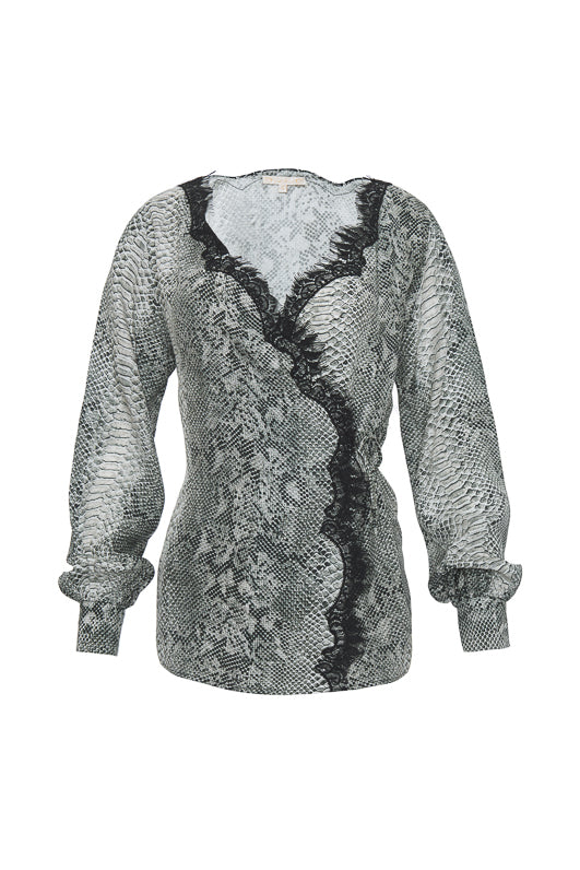 The Python Wrap Top in grey python.