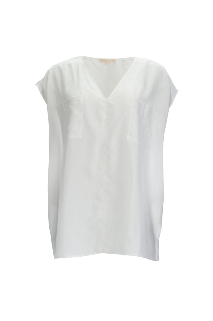 The Habotai Relaxed Silk Tee in white.