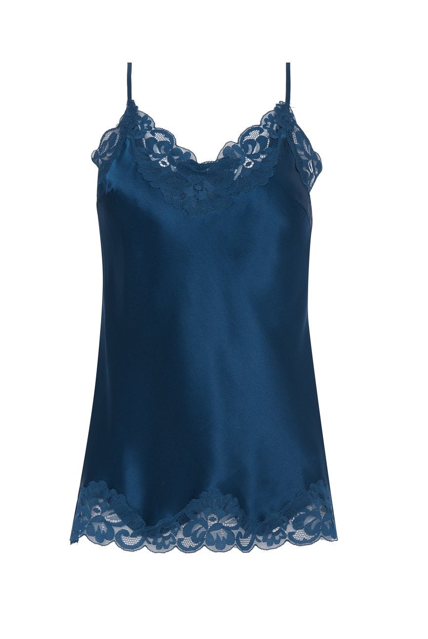 Floral Lace Silk Cami Tanzanite Blue – Gold Hawk Clothing
