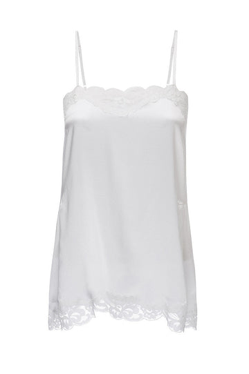 The Charlotte Lace Silk Cami in white.