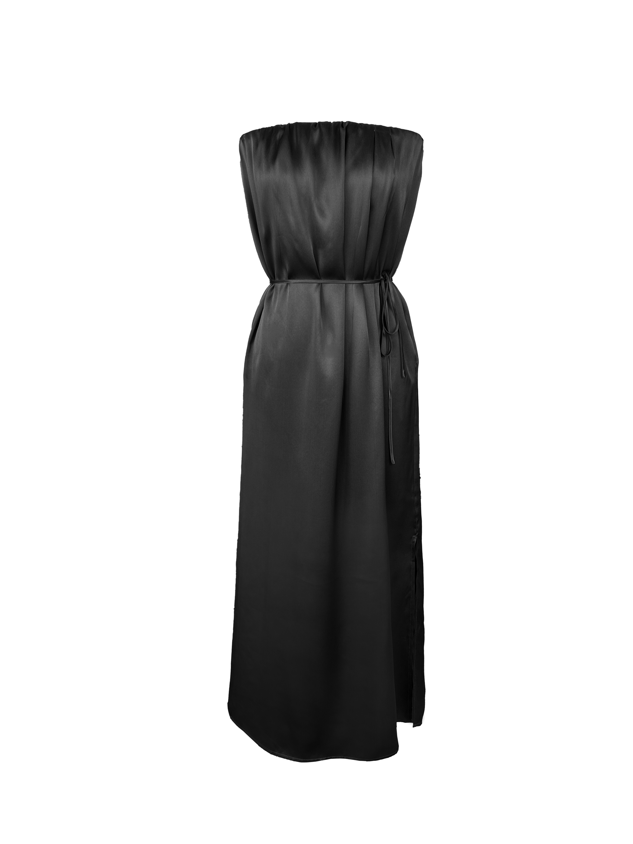 chocolate long sleeve maxi dress Chocolate Velvet & Satin Color-Block Maxi Dress – VOS LEE main image 1