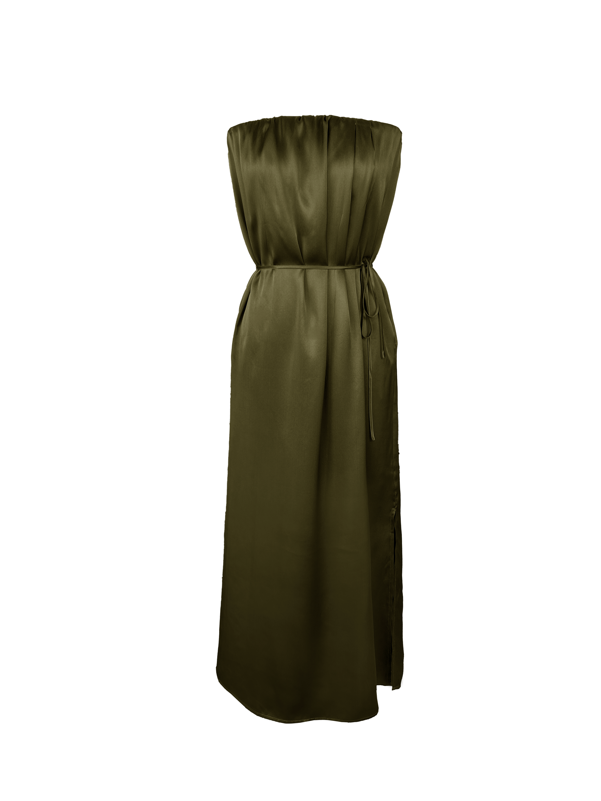 Layla Pleated Long Dress Dark Olive – Gold Hawk Clothing