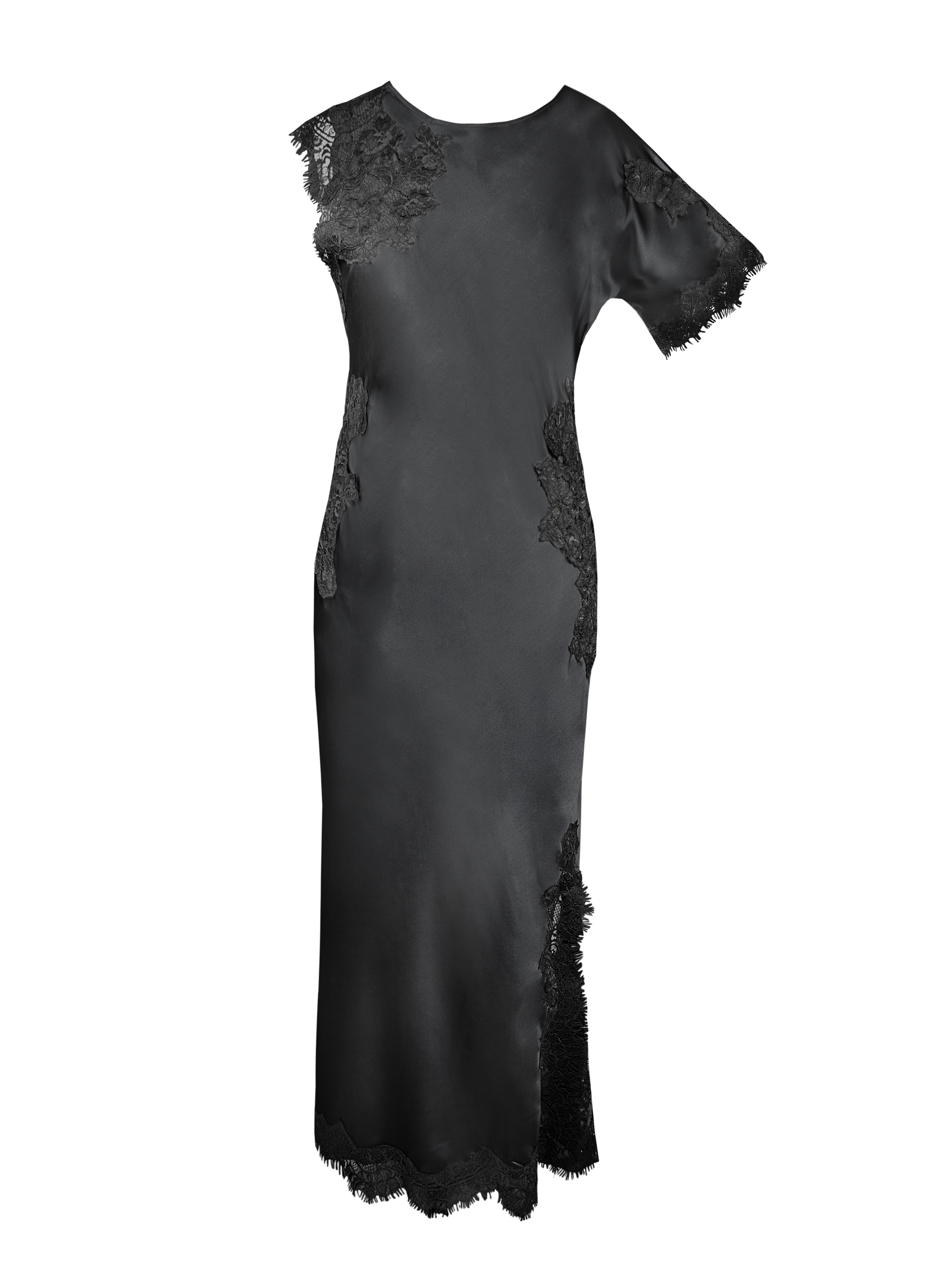 Luna Long Bias Dress - Black Black / DTM Lace / L