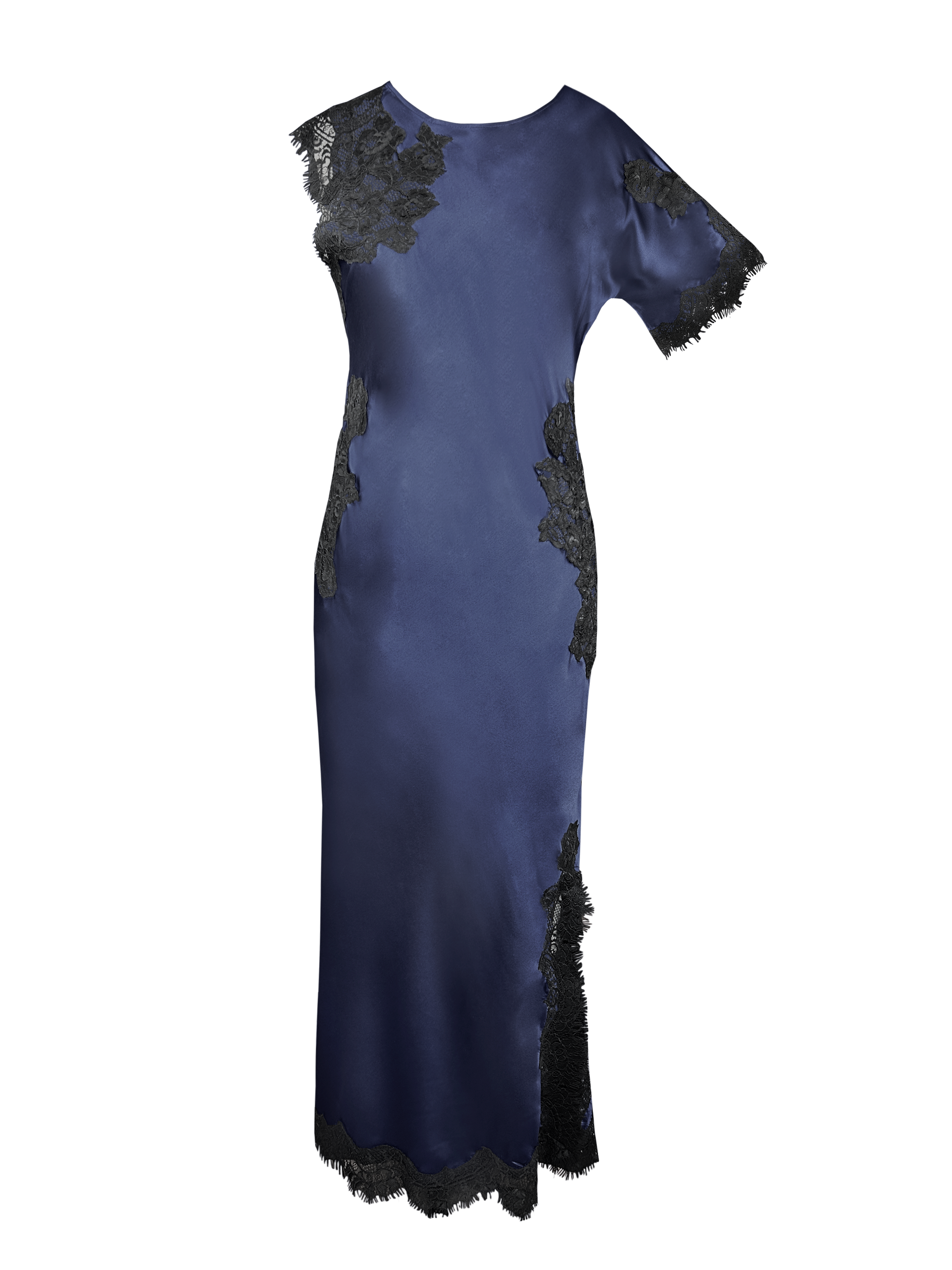 Luna Long Bias Dress - Blue Ink Blue Ink / Black Lace / M