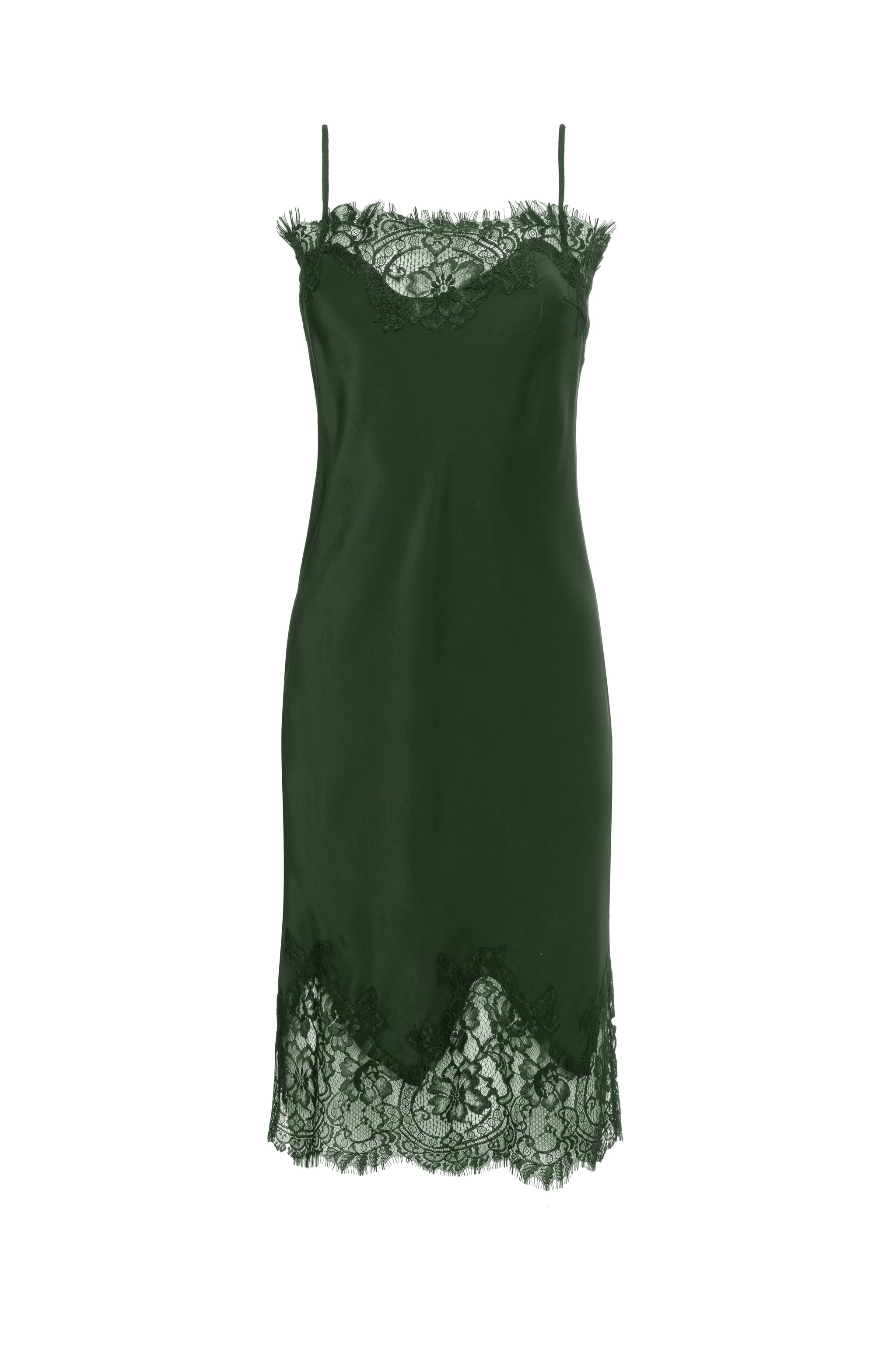 Coco Lace Silk Dress Hunter