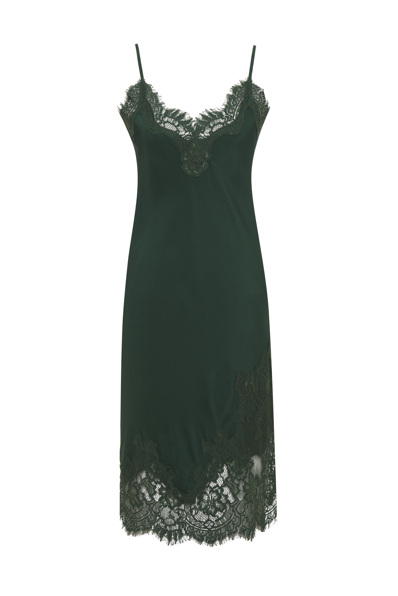 Grace Lace Silk Dress - Hunter Hunter / L Grace Lace Silk Dress - Hunter Hunter / L