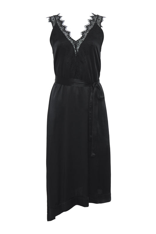The Hayley Asymmetric Dress in black.