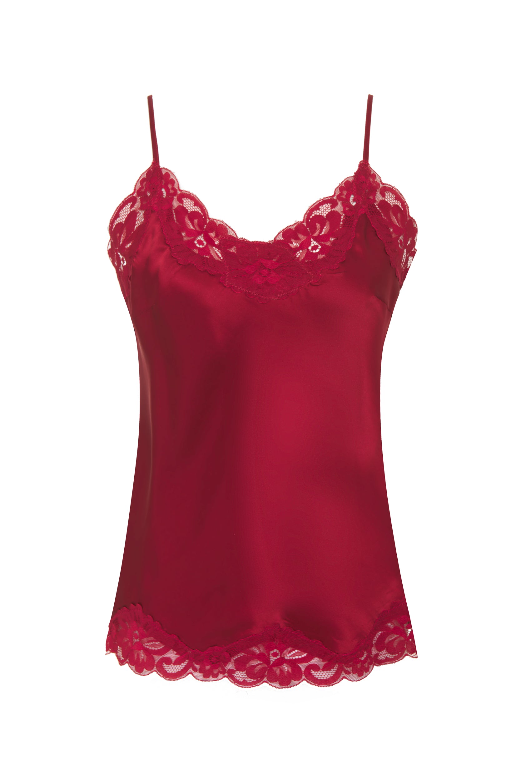 Floral Lace Silk Cami - Dalia Red – Gold Hawk Clothing