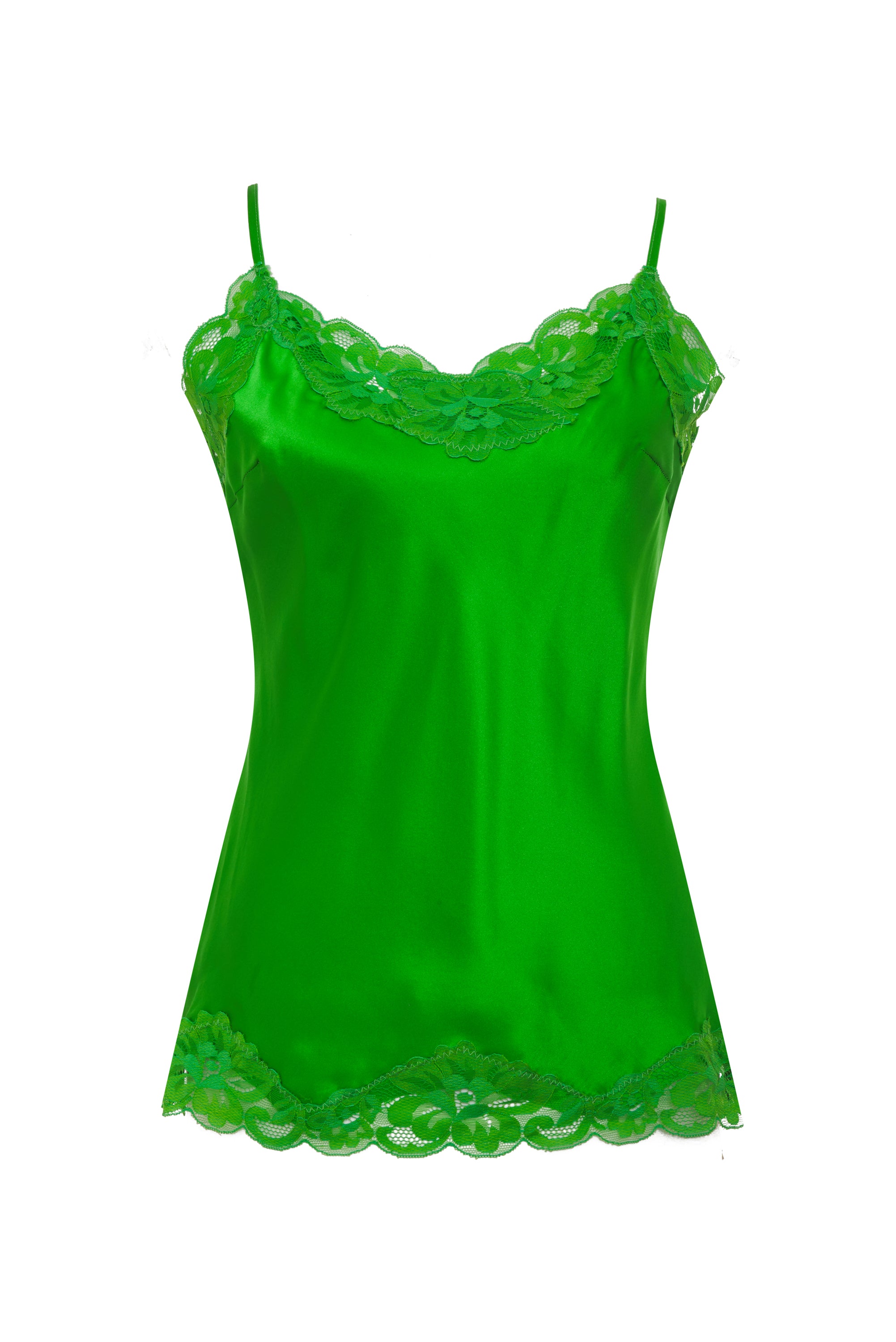 Floral Lace Silk Cami Cottage Green Cottage Green / L Floral Lace Silk Cami Cottage Green Cottage Green / L