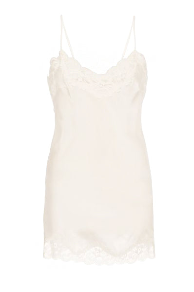 The Floral Lace Silk Tunic in white.
