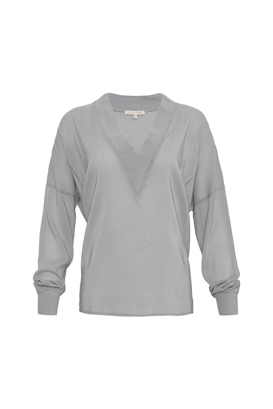 The Stretch Long Sleeve Tee in ice grey.