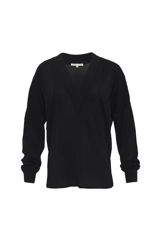 The Stretch Long Sleeve Tee in black.