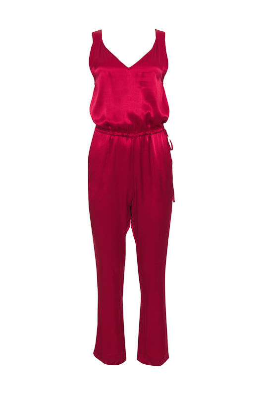 The Hayley Jumpsuit in fiery red.