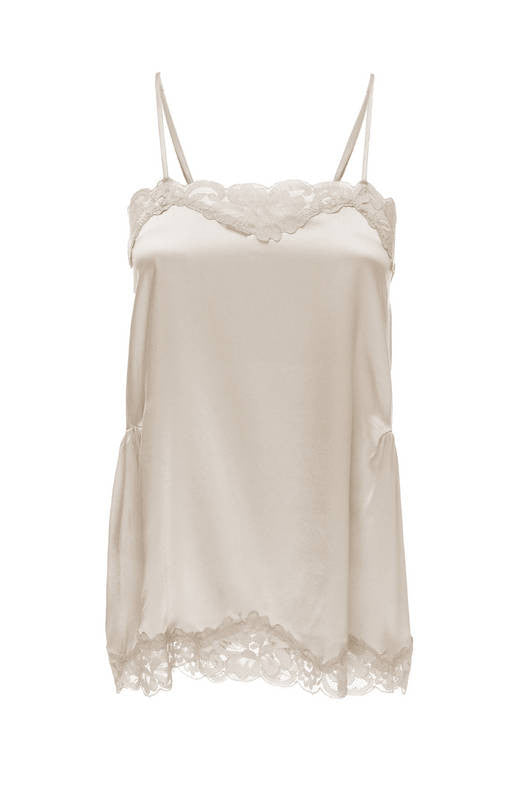 The Charlotte Lace Silk Cami in off white.