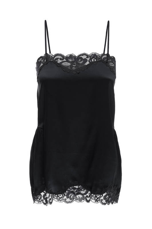 The Charlotte Lace Silk Cami in black.