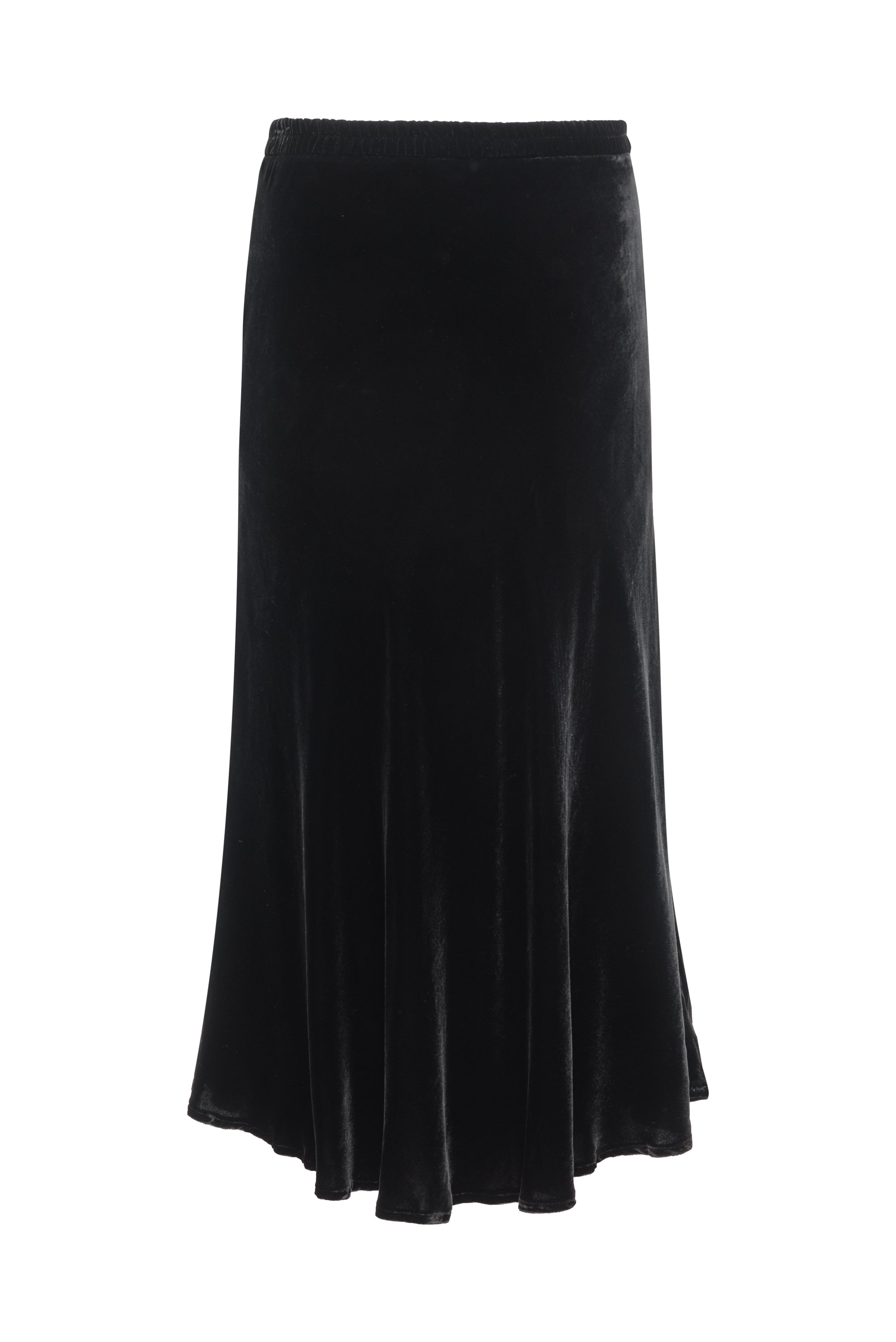 Velvet Bias Flare Skirt -Black - Main Image