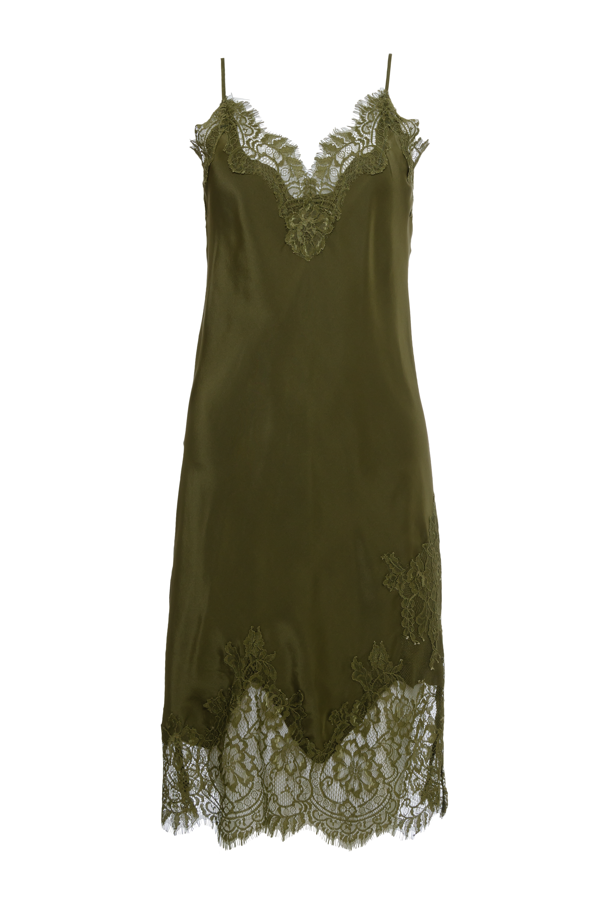 olive green silk slip dress Olive green silk slip sleeveless midi dress