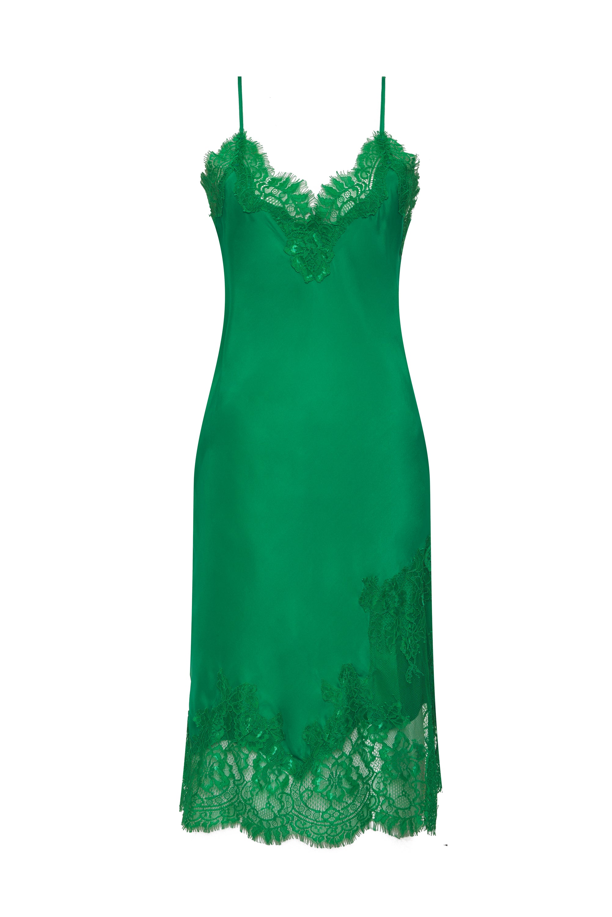 Grace Lace Silk Dress - Tourmaline Green Tourmaline Green / XS Grace Lace Silk Dress - Tourmaline Green Tourmaline Green / XS