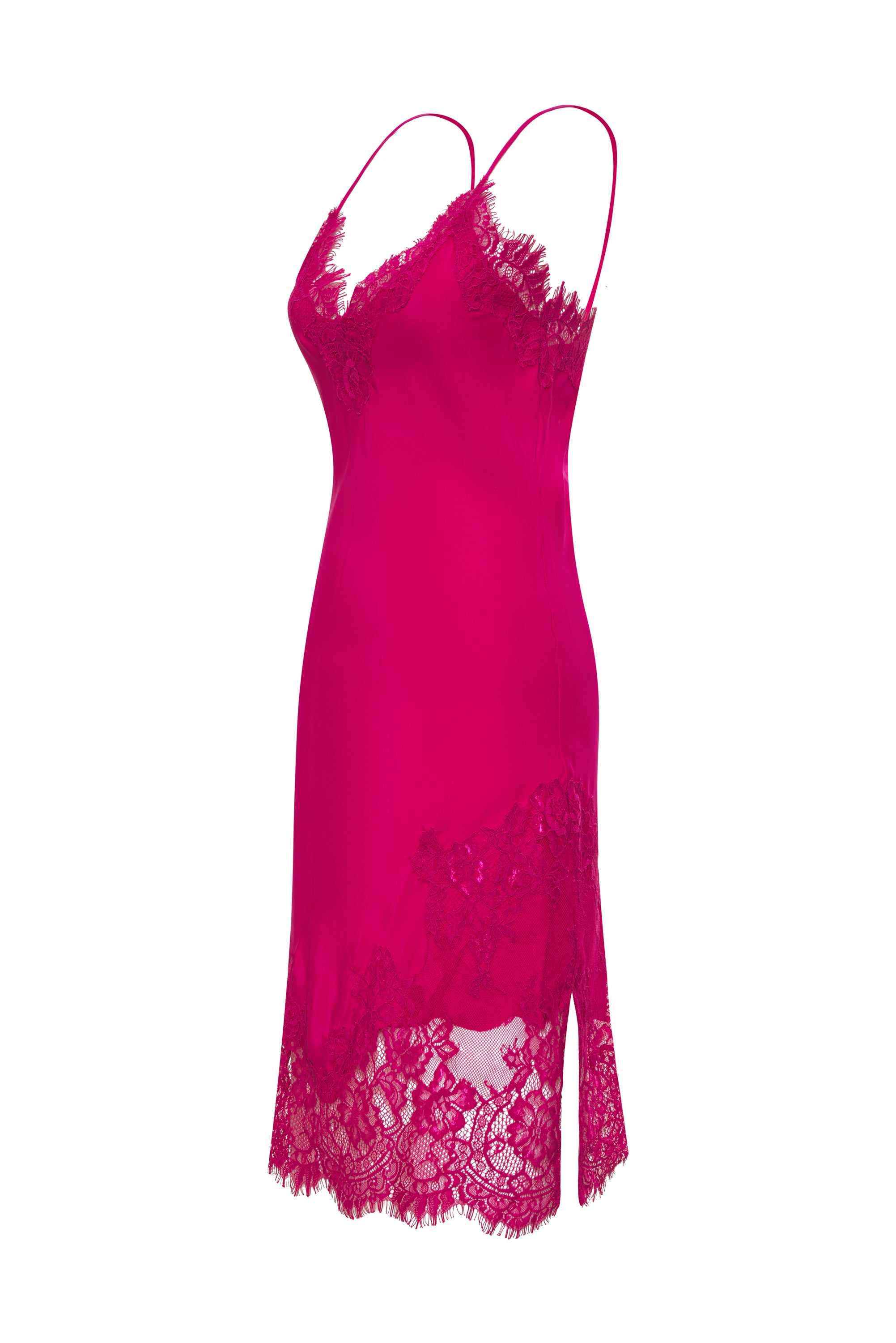 river island pink lace dress Pink Short Sleeve Lace Satin Midi Dress