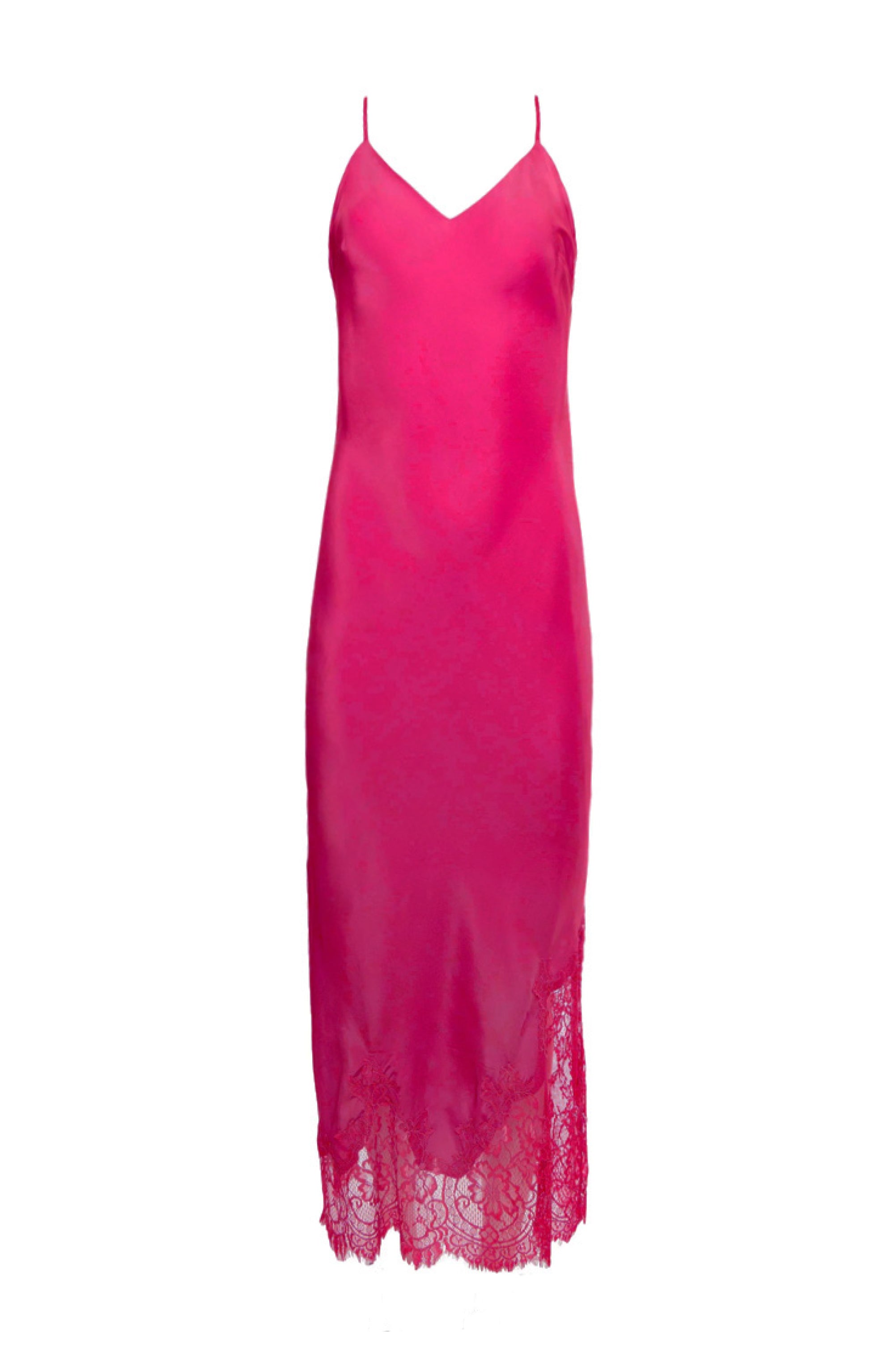 silk laundry slip dress Long Lace Pink Pink Pink Pink / L adjustable straps allow for Garden Party Goals Floral Size:44/ M Henley neckline