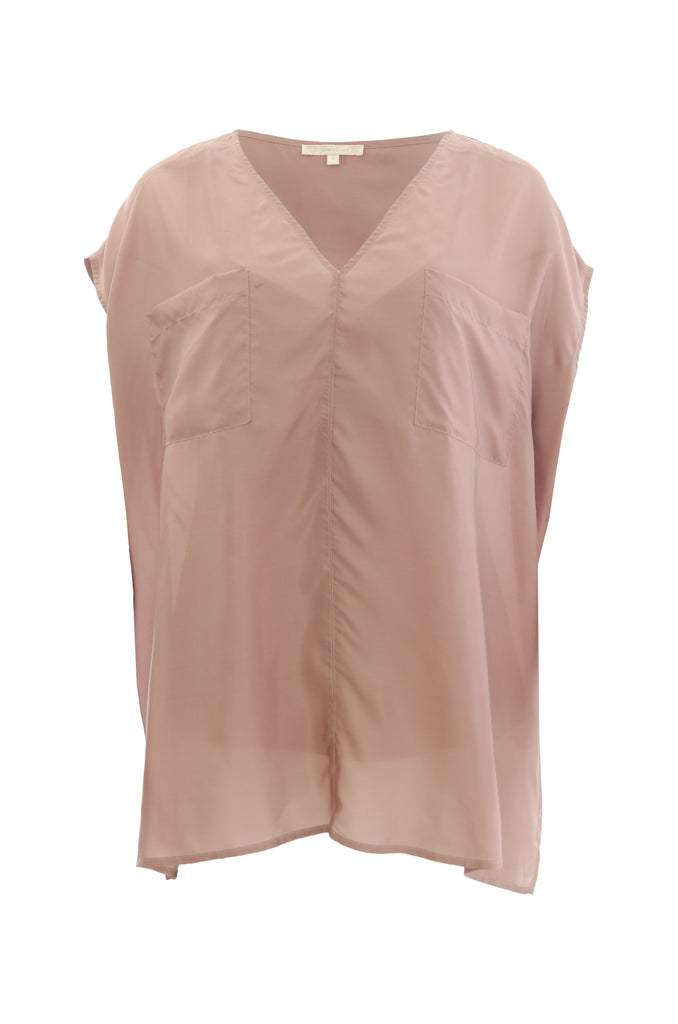 The Habotai Relaxed Silk Tee in rose taupe.