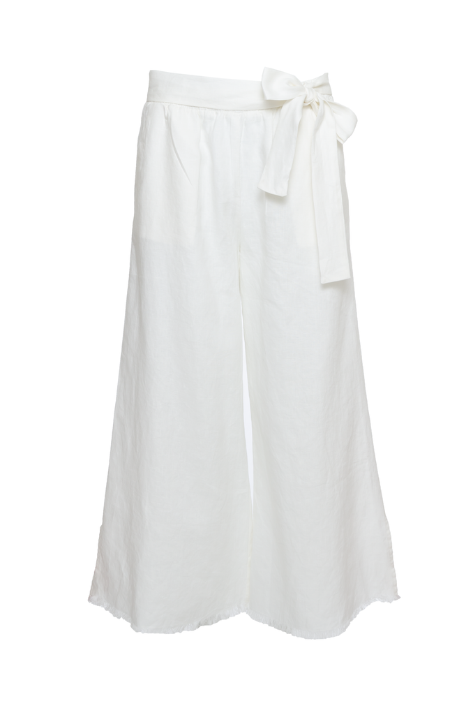 The Wide Leg Linen Belted Pants in dove.
