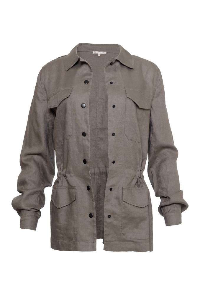 The Linen Army Jacket in grey.