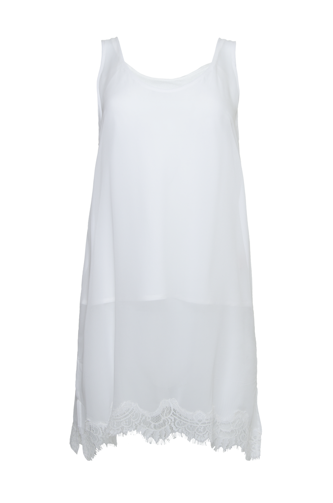 The Sheer Silk Tank Top in white.