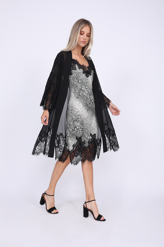 Python Coco Print Silk Slip Dress Grey Python / XS
