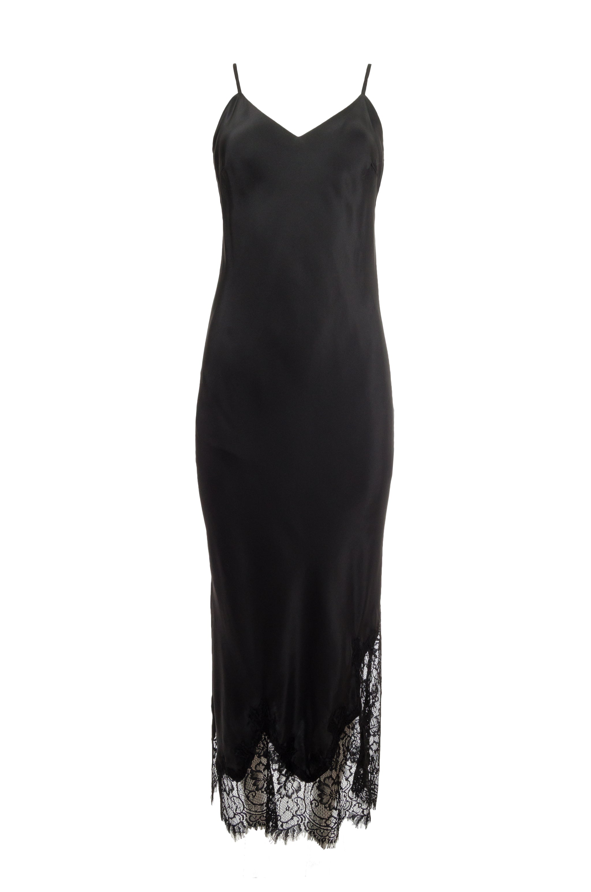 silk slip dress lace Long Black Black / XS YGroup_SP25CALLAHAN Model is 174cm/5.7 tall Summer Cocktail Dresses: The Width:3E