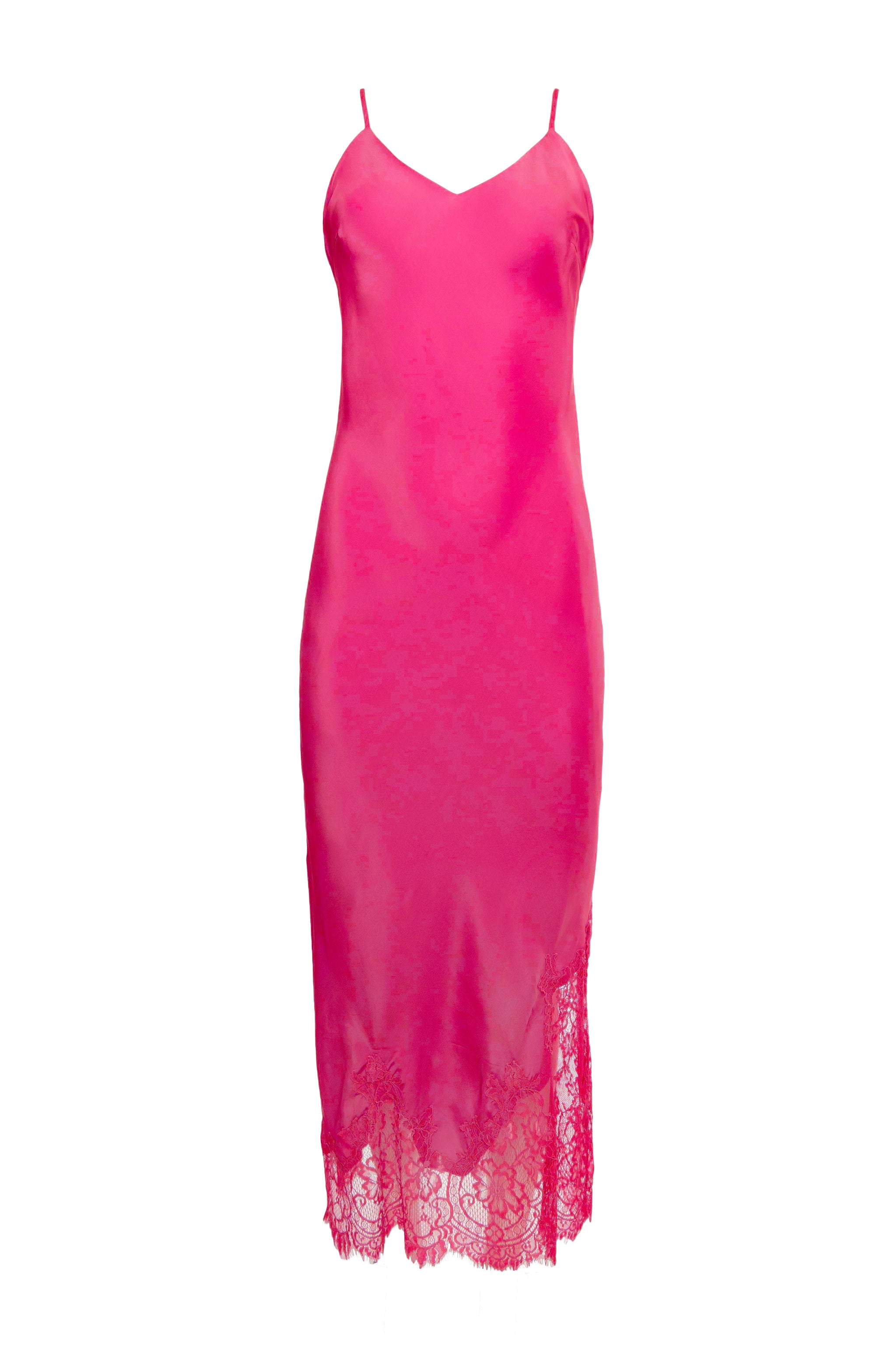 Long Silk Lace Slip Dress Mystic Pink Mystic Pink / M Long Silk Lace Slip Dress Mystic Pink Mystic Pink / M